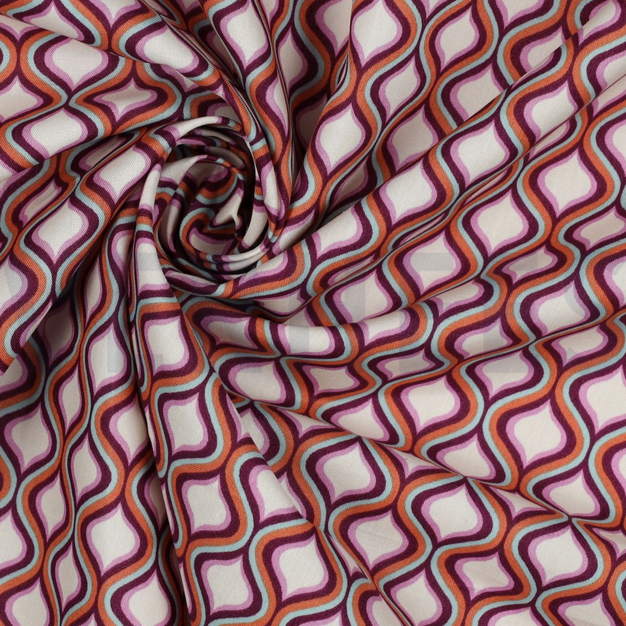 FINE POPLIN GEOMETRIC ECRU / DARK PURPLE (high resolution) #3