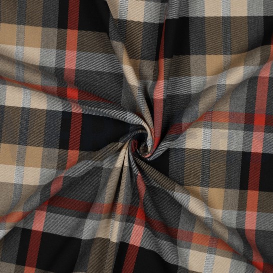 TARTAN CHECK GRAU / ORANGE / SAND #7