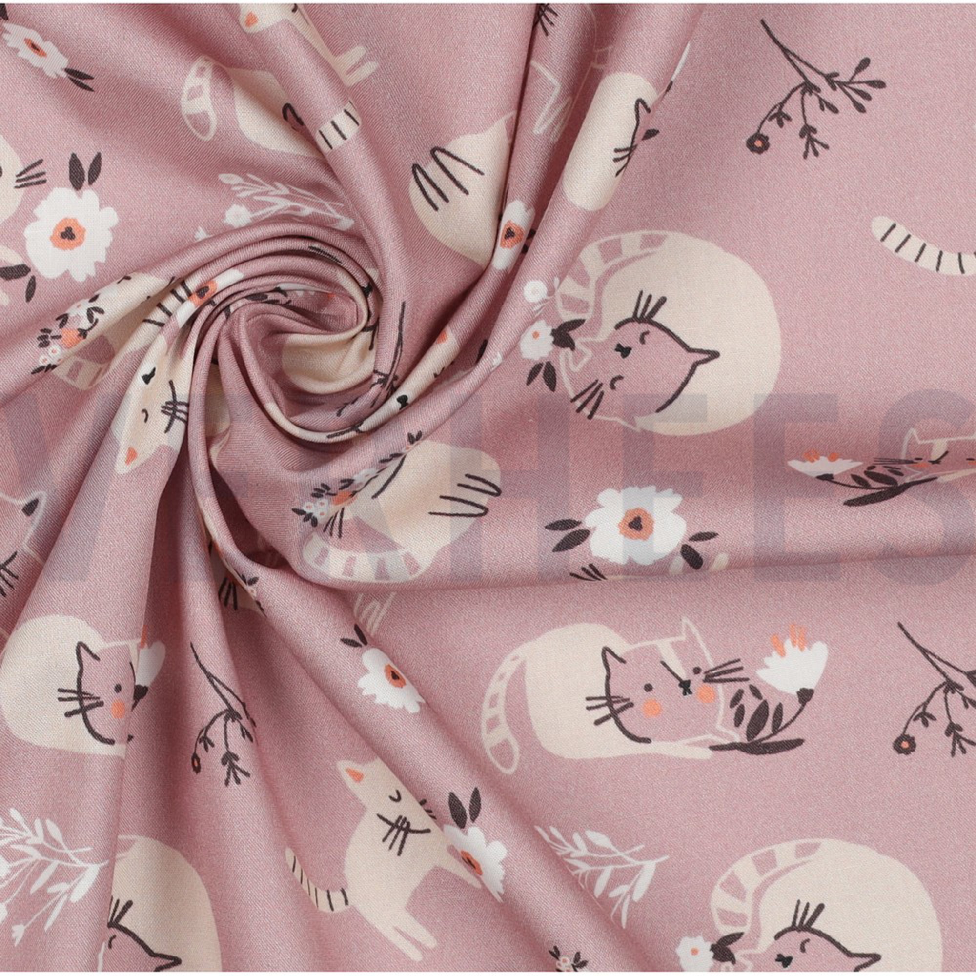 FINE POPLIN GOTS CATS MAUVE (high resolution) #3