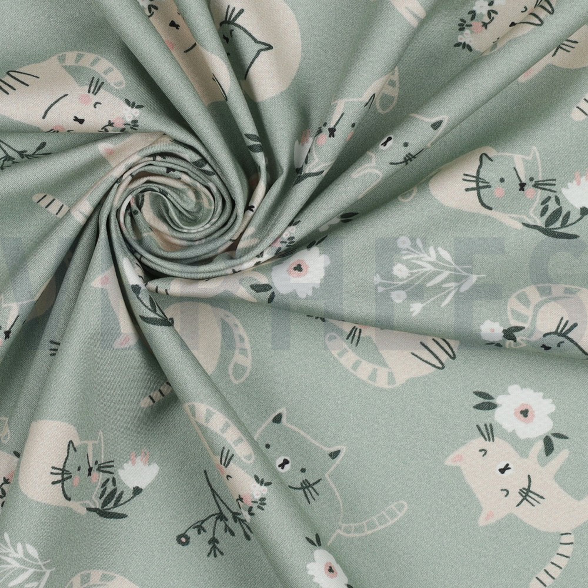 FINE POPLIN GOTS CATS MINT (high resolution) #3