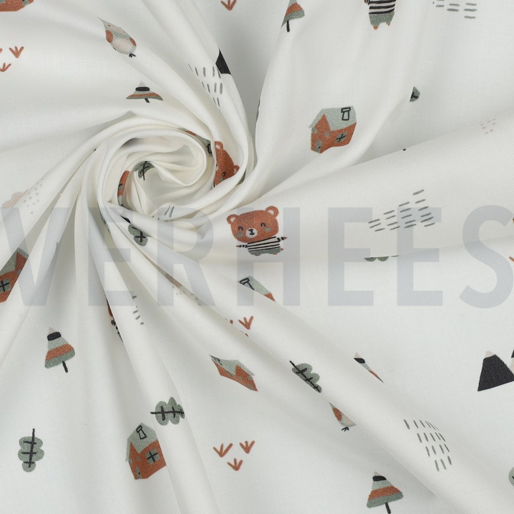 FINE POPLIN GOTS SWEET BEARS WHITE #3