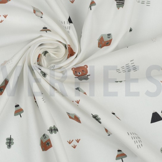 KATOENEN POPLIN GOTS LIEVE BEREN WIT #7