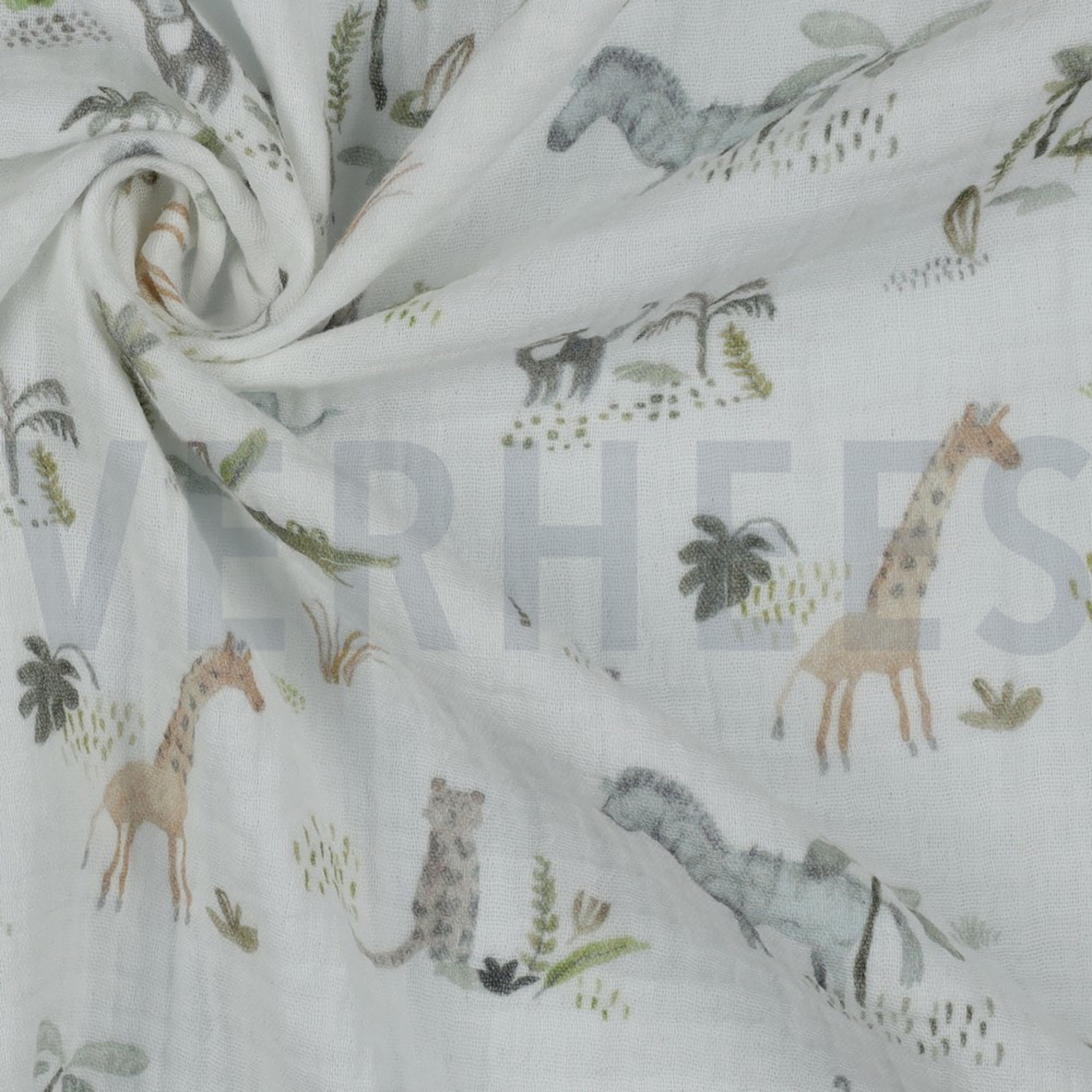 DOUBLE GAUZE DIGITAL SAFARI ANIMALS WHITE (high resolution) #3