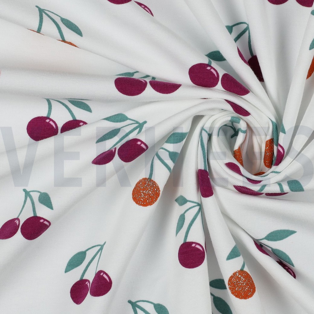 JERSEY GLITTER CHERRIES OFF-WHITE #3