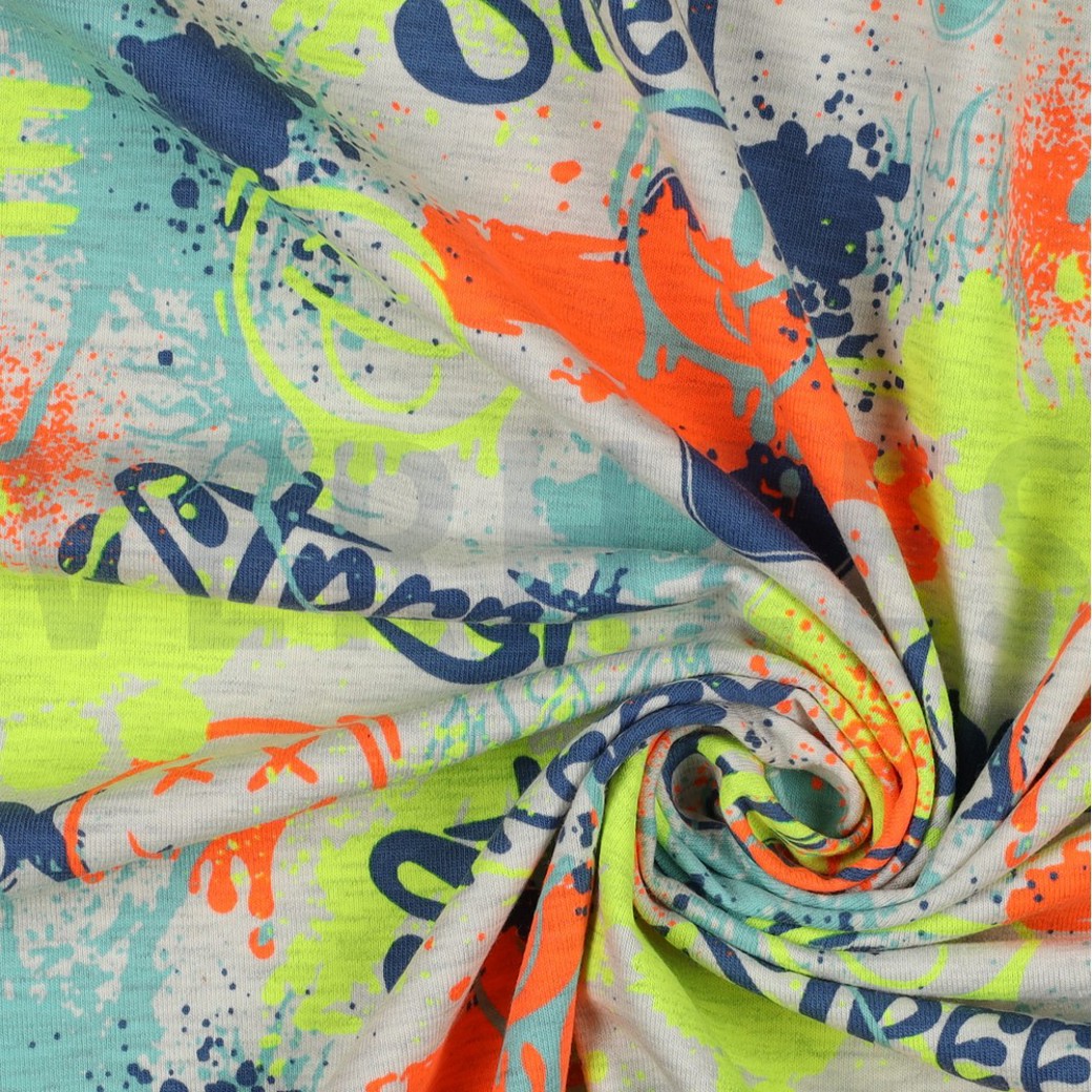 JERSEY MELANGE NEON GRAFFITI ECRU MELANGE #3