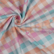 FLANNEL CHECK WITH HEARTS MINT / PEACH (thumbnail) #3