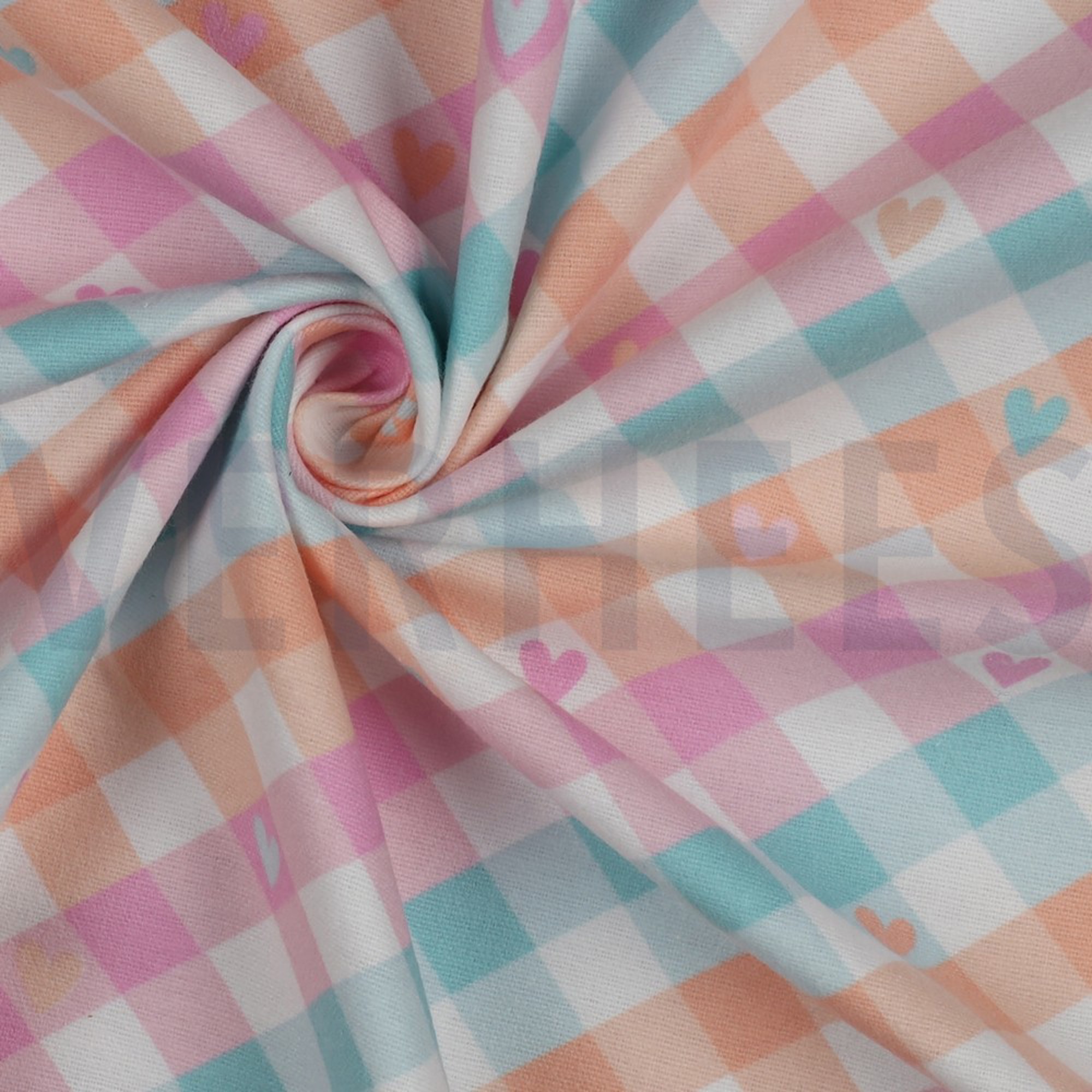 FLANNEL CHECK WITH HEARTS MINT / PEACH (high resolution) #3