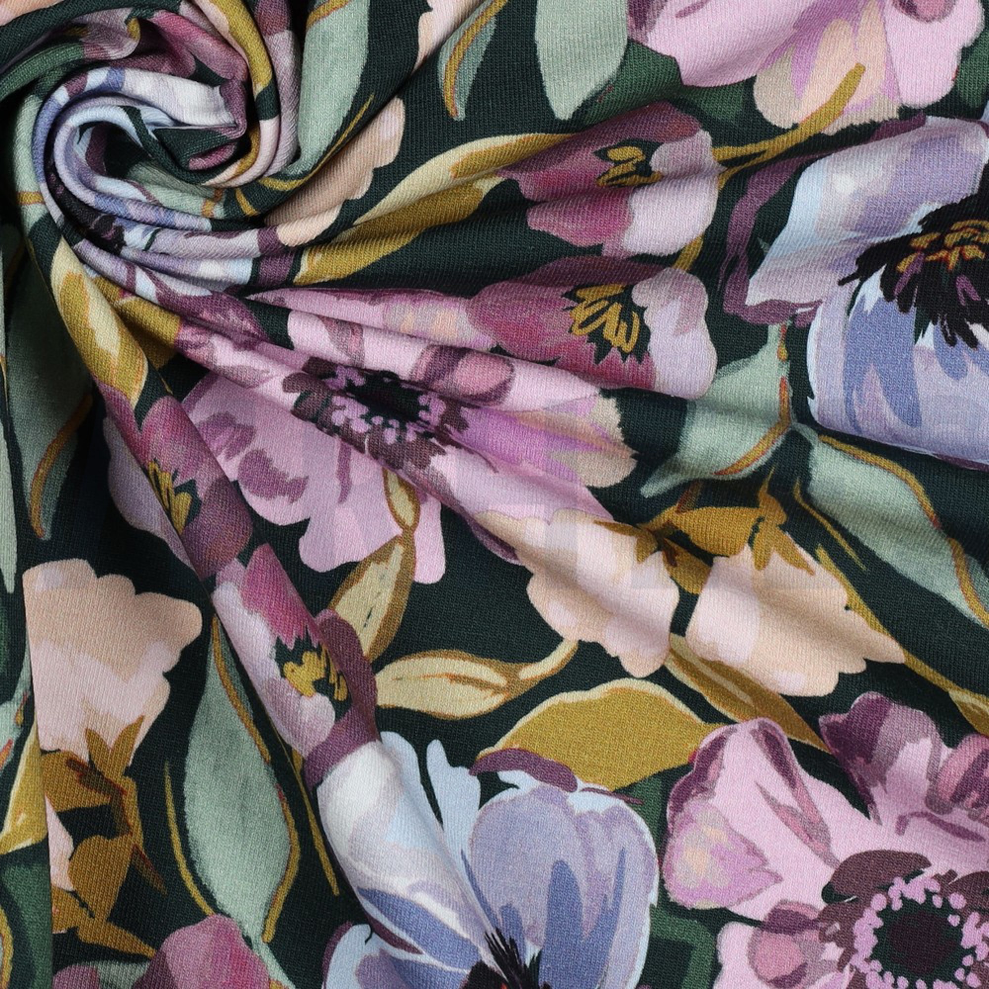 FRENCH TERRY DIGITAL FLOWERS DARK GREEN (high resolution) #3