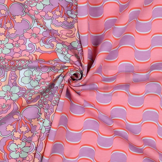 FRENCH TERRY ABSTRACTE BLOEMEN PAARS #7