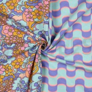 FRENCH TERRY ABSTRACT FLOWERS BLUE (thumbnail) #3