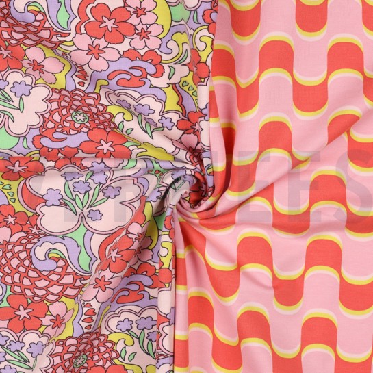 FRENCH TERRY ABSTRAKTE BLUMEN ROSA #7