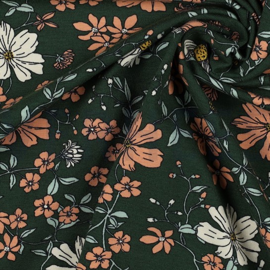 JERSEY FLEURS VERT FONCÉ #7