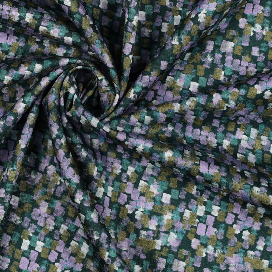 COTTON SATIN DIGITAL PAINTED STRIPES PETROL #3