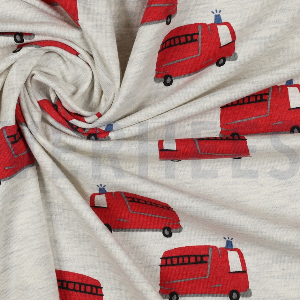 JERSEY MELANGE FIRETRUCKS ECRU #3