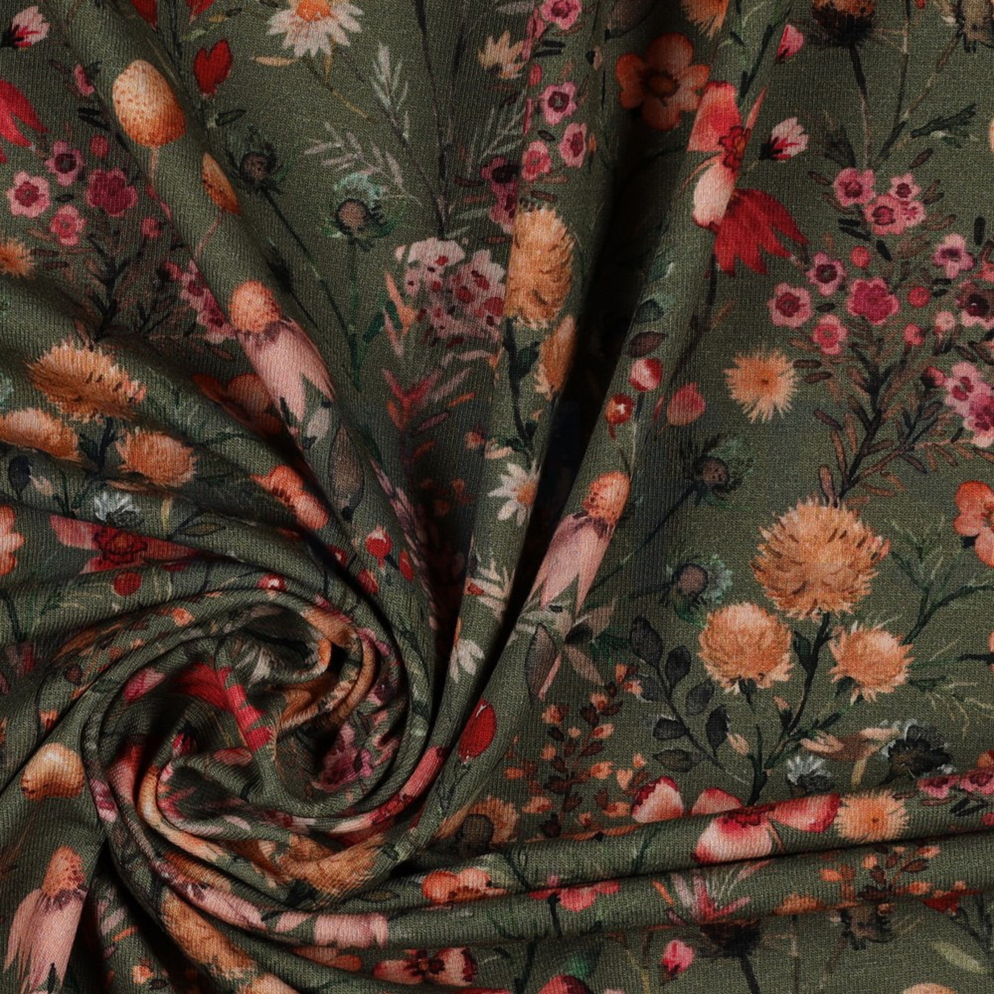 JERSEY DIGITAL FLOWERS ARMY GREEN (high resolution) #3