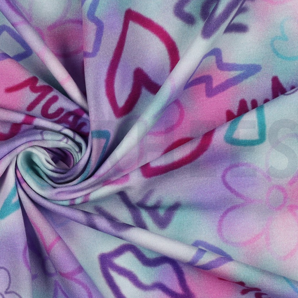 JERSEY DIGITAL GIRLY GRAFFITI LIGHT LAVENDER #3