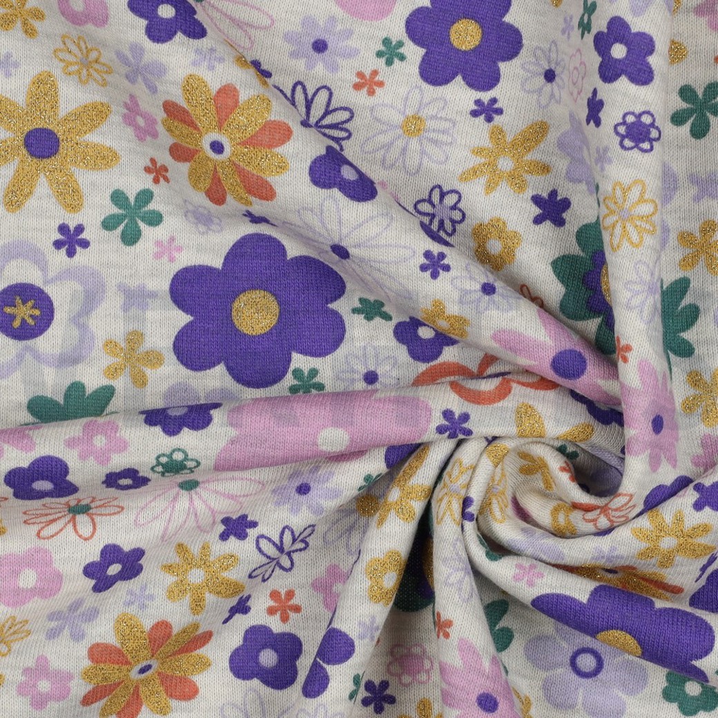 SWEAT MELANGE GLITTER FLOWERS ECRU MELANGE #3