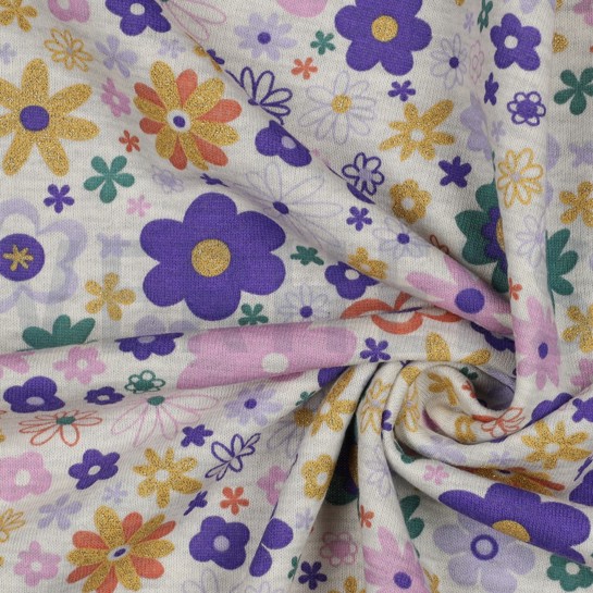 SWEAT MELANGE GLITZER BLUMEN ECRU MELIERT #7