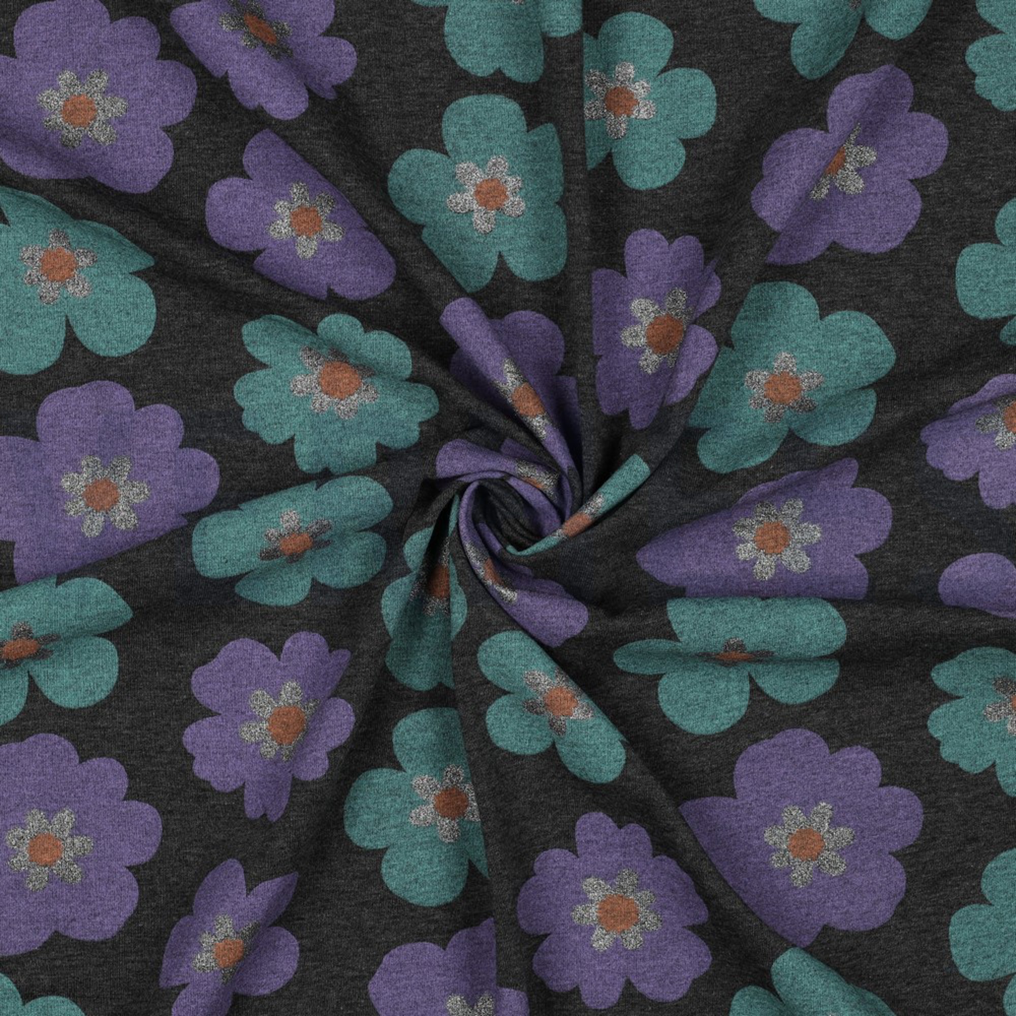 JERSEY MELANGE GLITTER BIG FLOWERS ANTHRACITE MELANGE (high resolution) #3