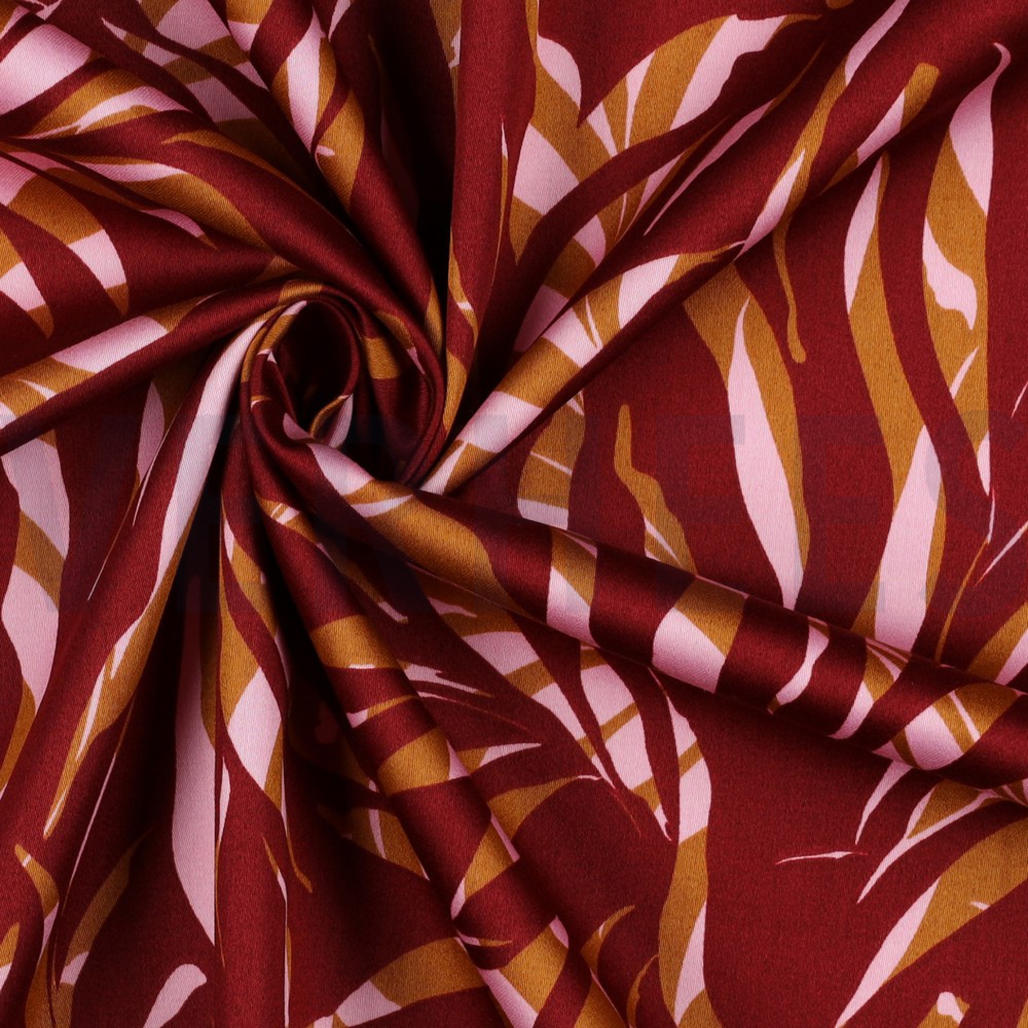 COTTON SATIN LEAVES BORDEAUX (high resolution) #3