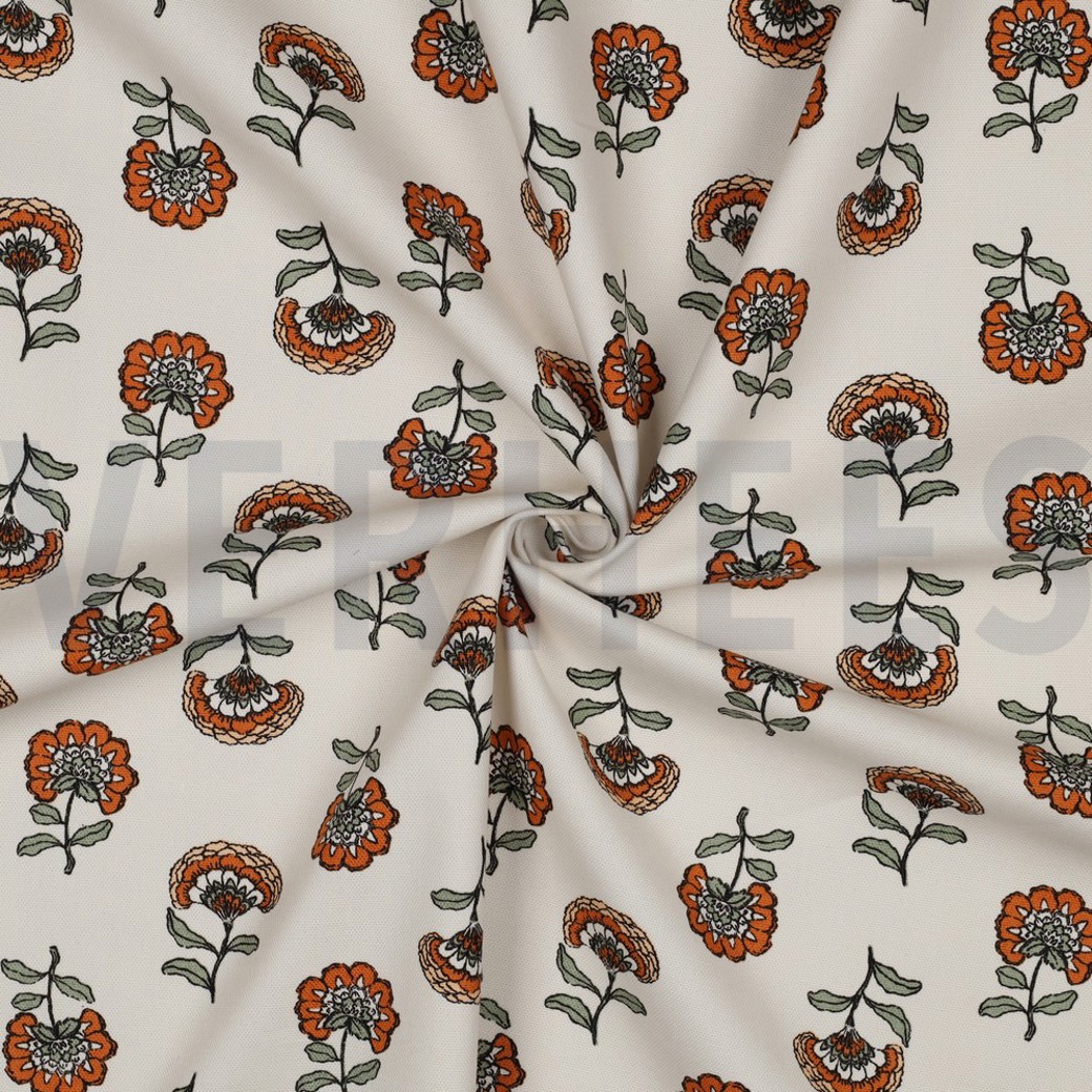 CANVAS FLOWERS SAGE/ORANGE #3
