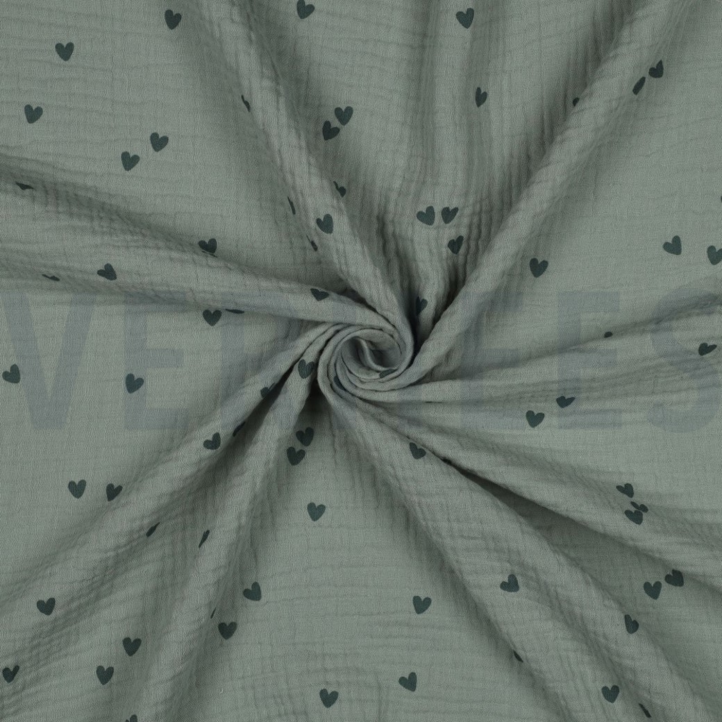 DOUBLE GAUZE SMALL HEARTS NILE #3