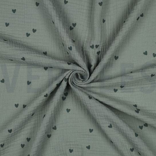 DOUBLE GAUZE SMALL HEARTS NILE #7