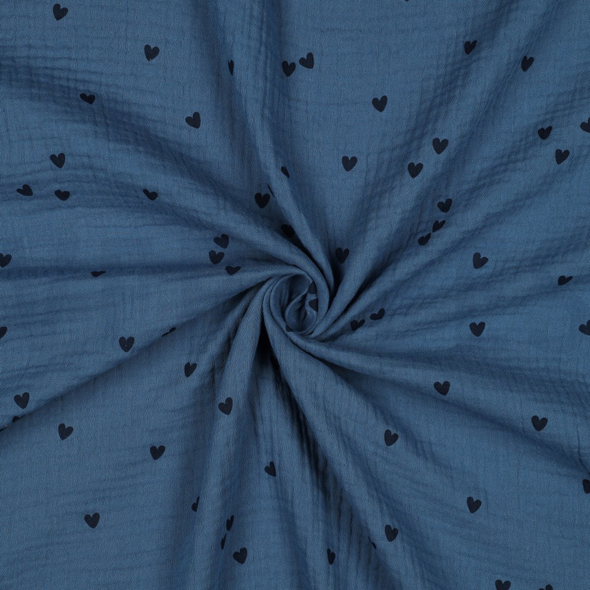 DOUBLE GAUZE SMALL HEARTS INDIGO (high resolution) #3