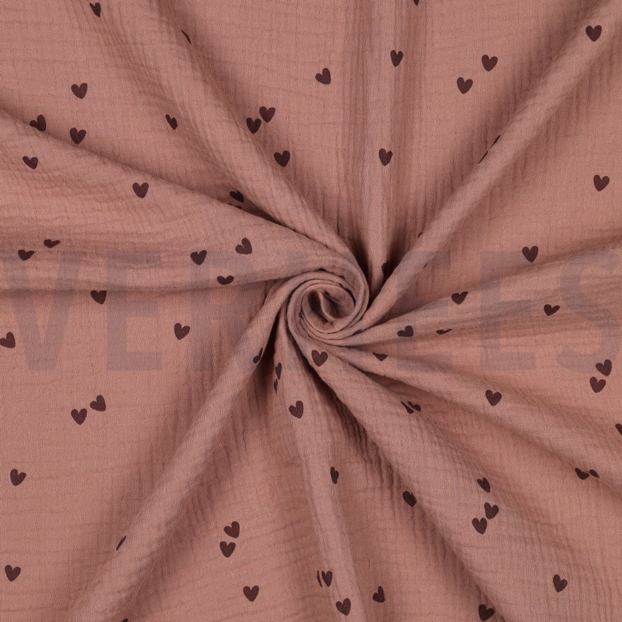DOUBLE GAUZE SMALL HEARTS MOCHA (high resolution) #3