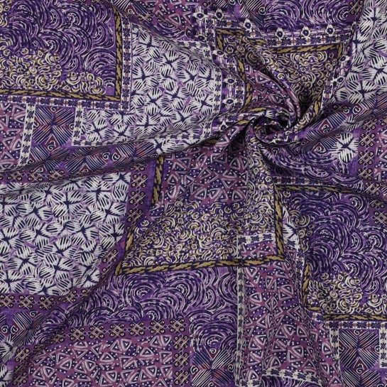 VISCOSE RADIANCE DIGITAL PATCHWORK VIOLET #7