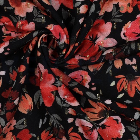 VISCOSE LUREX DIGITAL FLOWERS BLACK #7