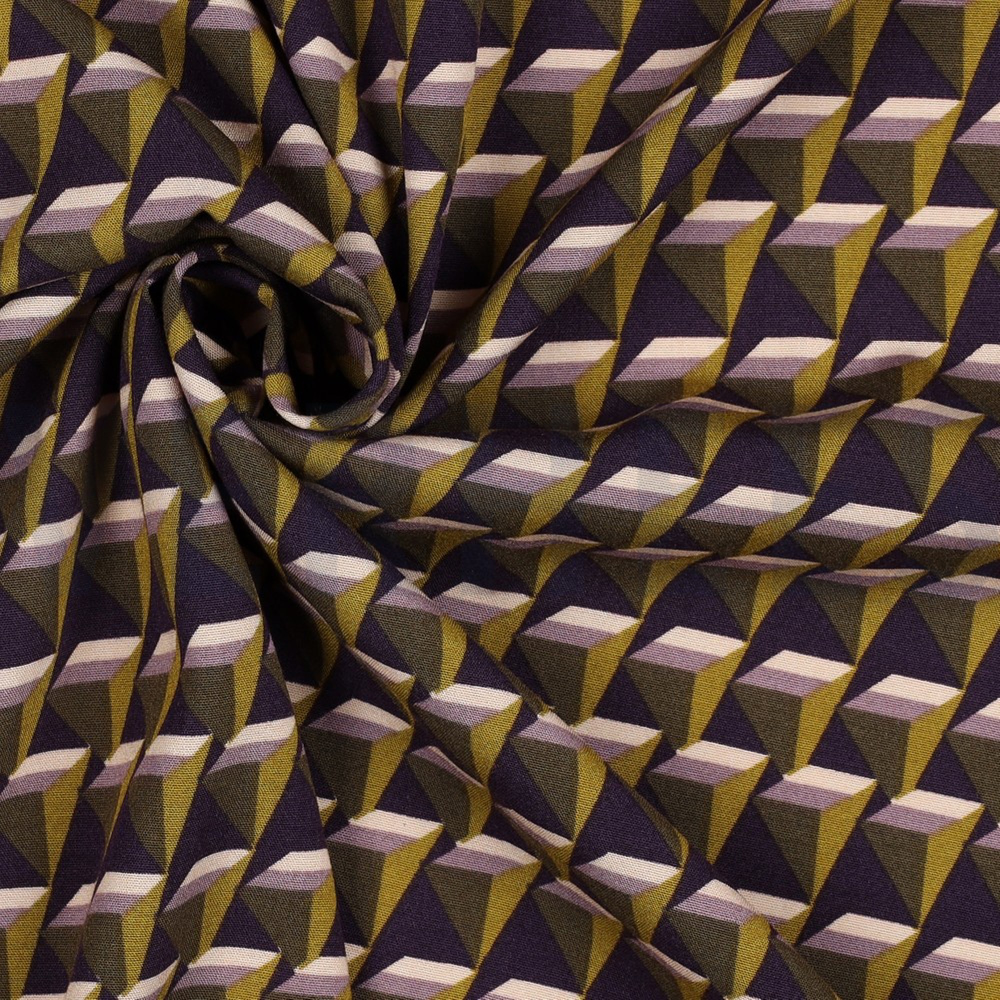VISCOSE POPLIN STRETCH GEOMETRIC DARK PURPLE (high resolution) #3