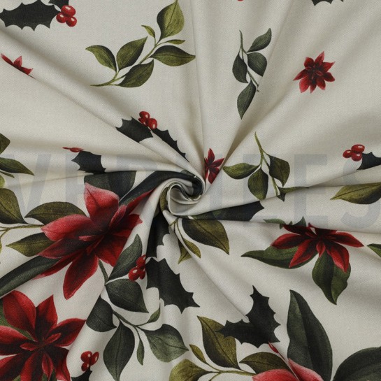 CANVAS DIGITAAL KERSTBLOEMEN LINNENLOOK #7