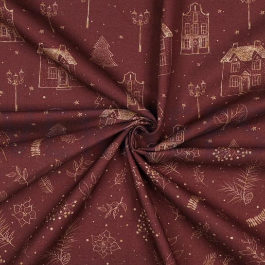 CANVAS DIGITAL WEIHNACHTSHÄUSER BORDEAUXROT #7