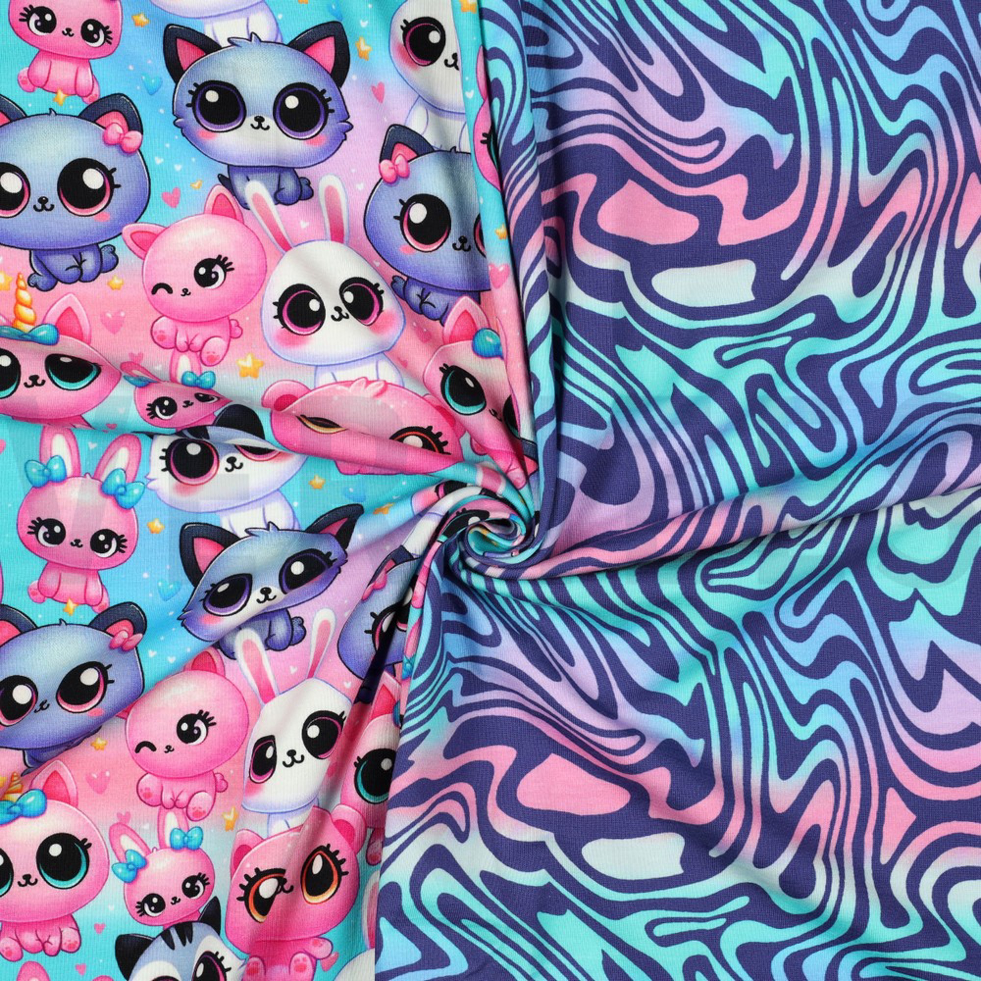 JERSEY DIGITAL CUTE ANIMALS & ABSTRACT MULTICOLOUR (high resolution) #3