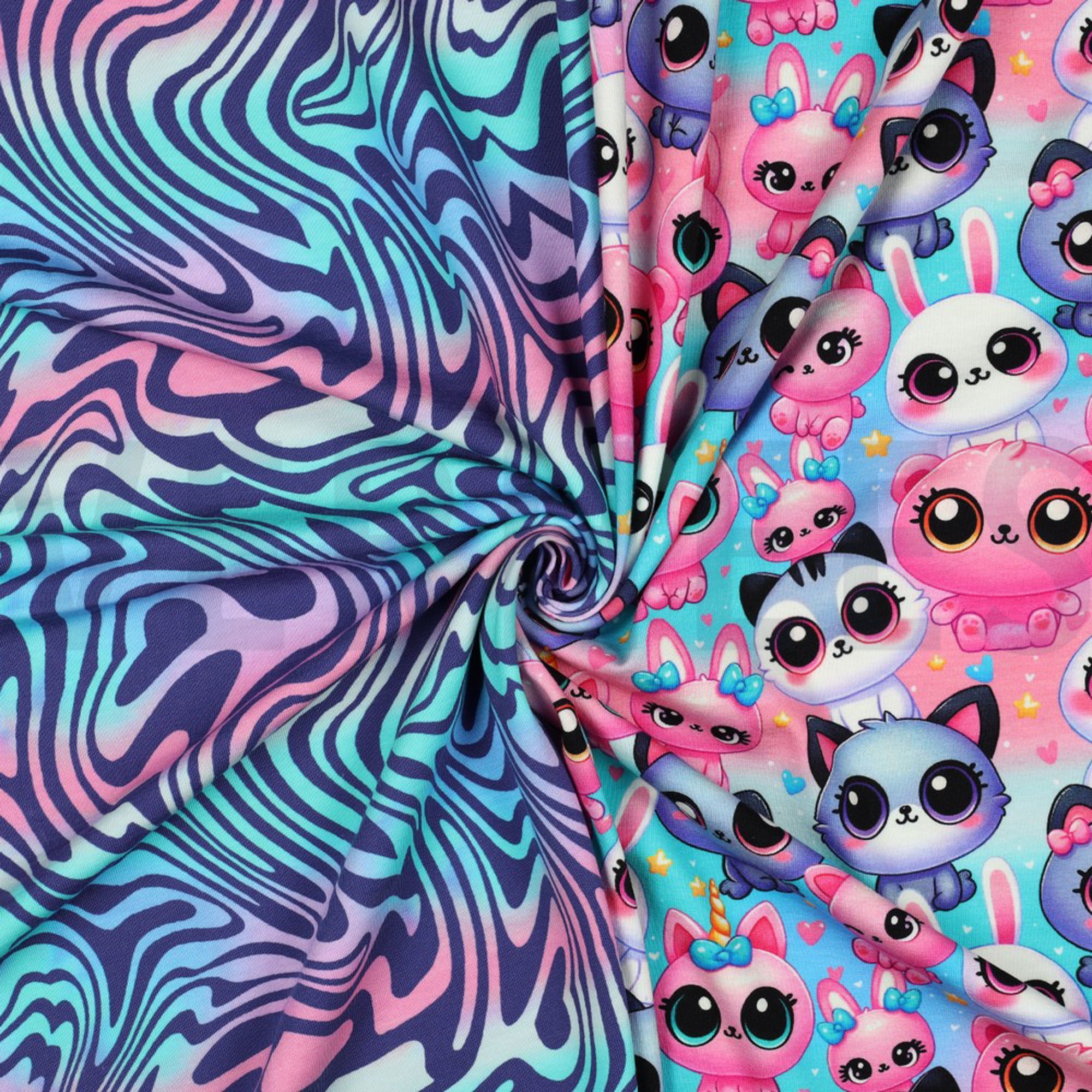 JERSEY DIGITAL CUTE ANIMALS & ABSTRACT MULTICOLOUR (high resolution) #3