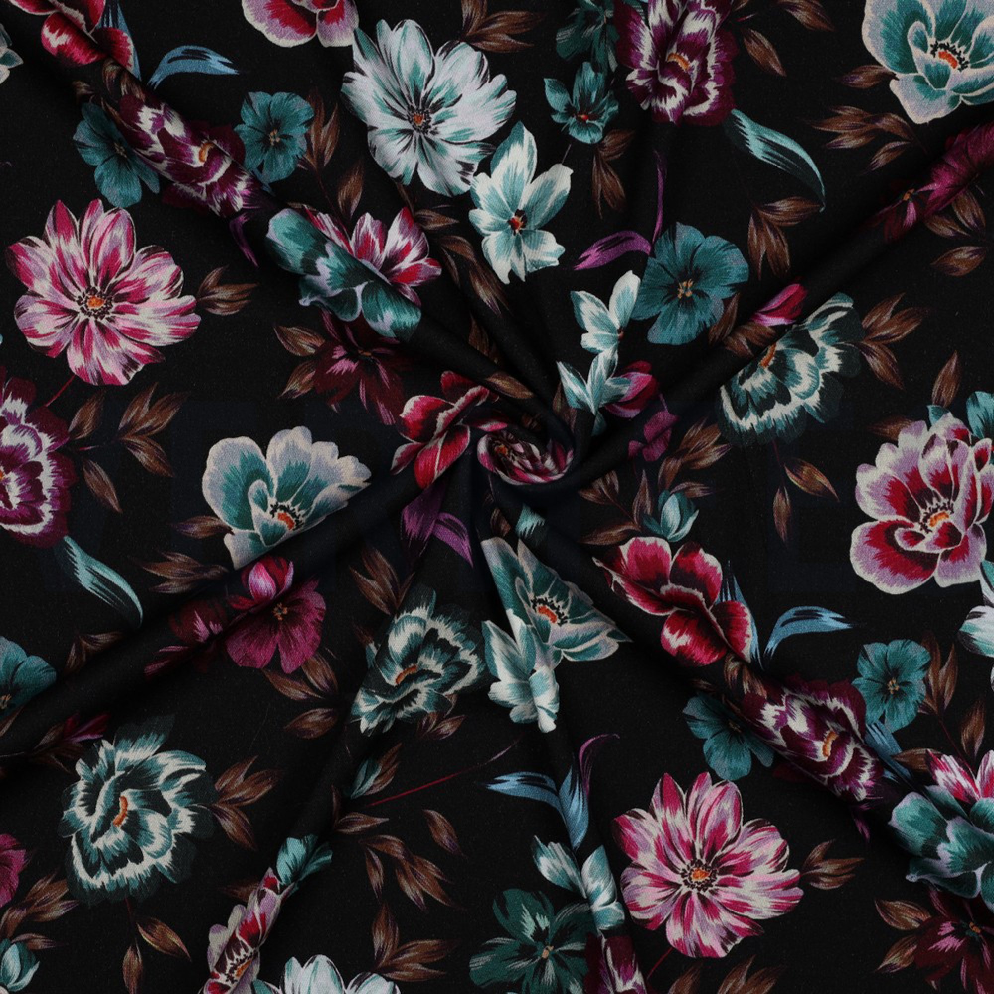 ROSELLA STRETCH DIGITAL FLOWERS BLACK (high resolution) #3