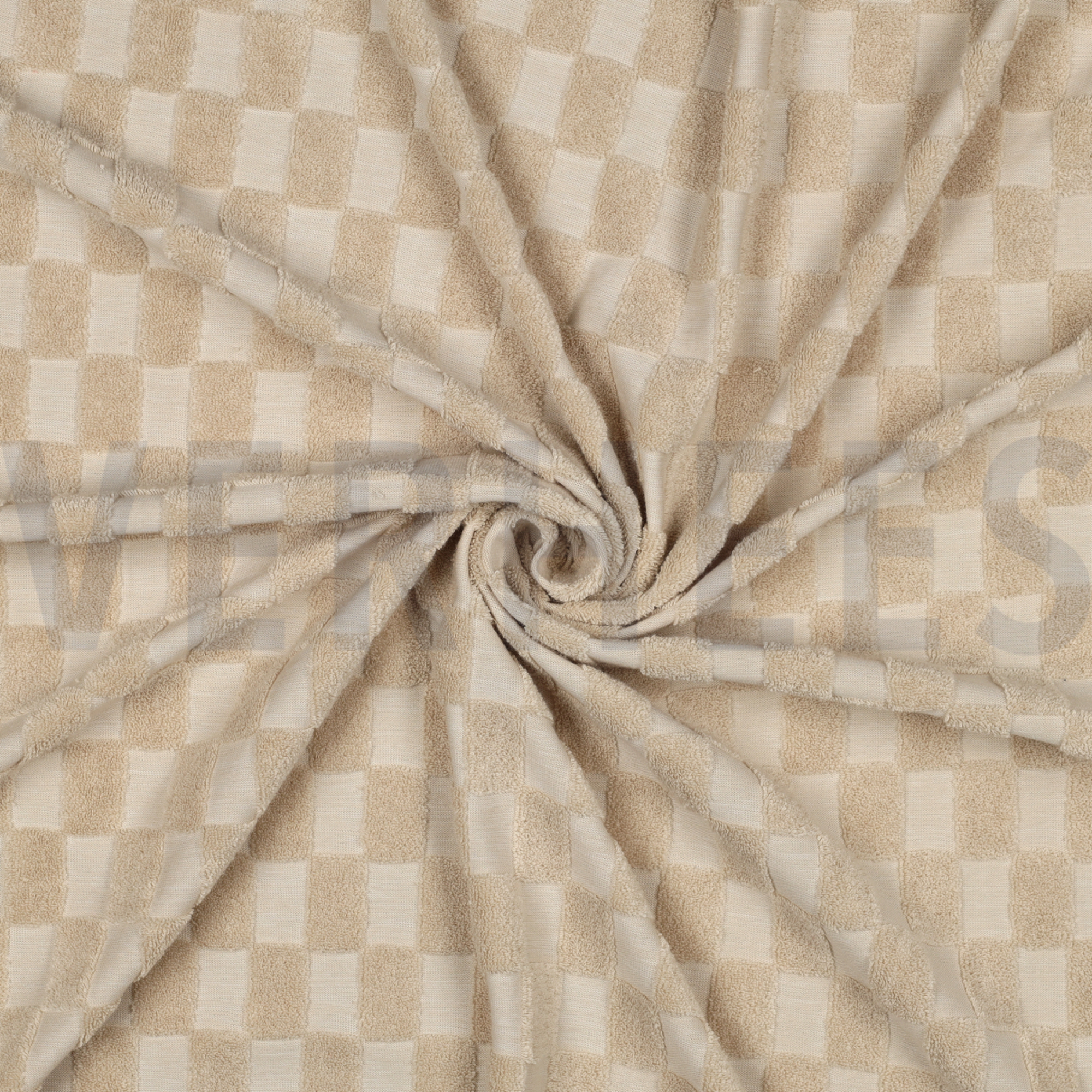 COTTON TOWELLING KNIT CHECKS SAND (high resolution) #3