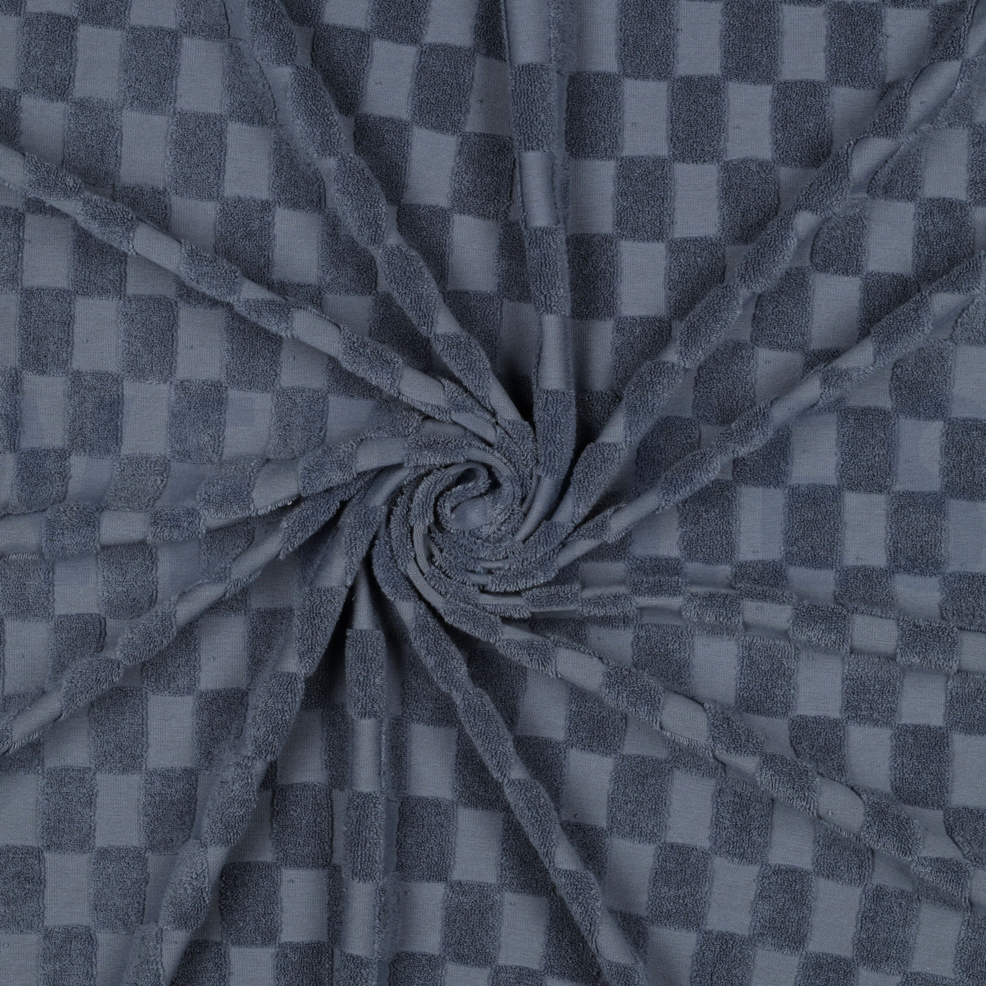COTTON TOWELLING KNIT CHECKS BLUE (high resolution) #3