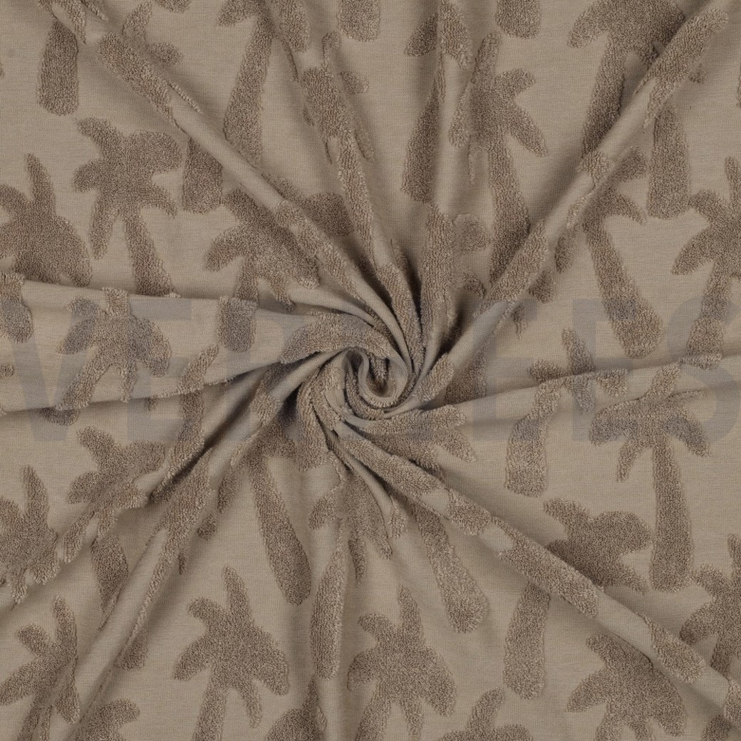 COTTON TOWELLING KNIT PALMTREES SAND #3
