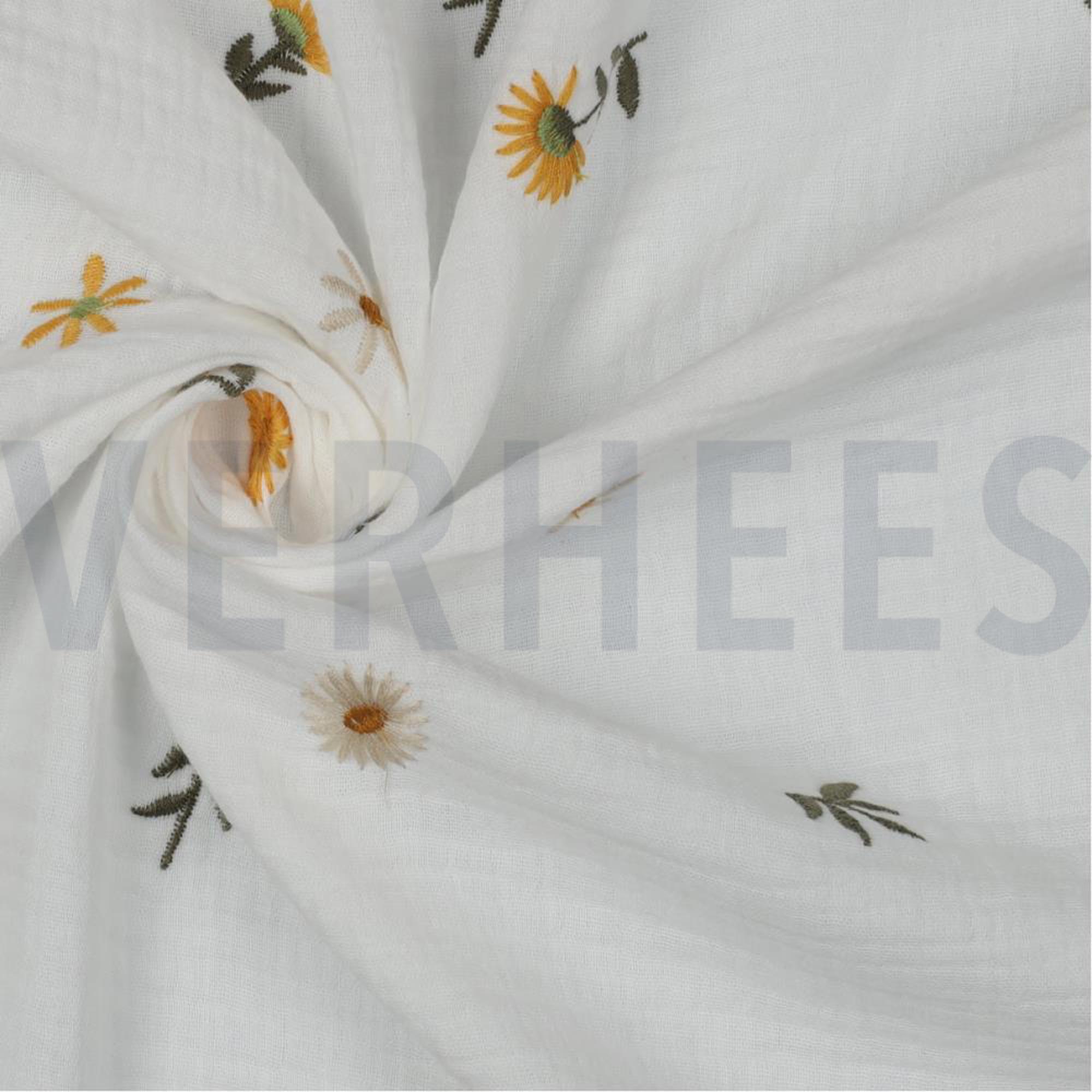 DOUBLE GAUZE EMBROIDERY SUNFLOWERS OFF-WHITE (high resolution) #3