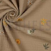 DOUBLE GAUZE EMBROIDERY SUNFLOWERS BEIGE (thumbnail) #3