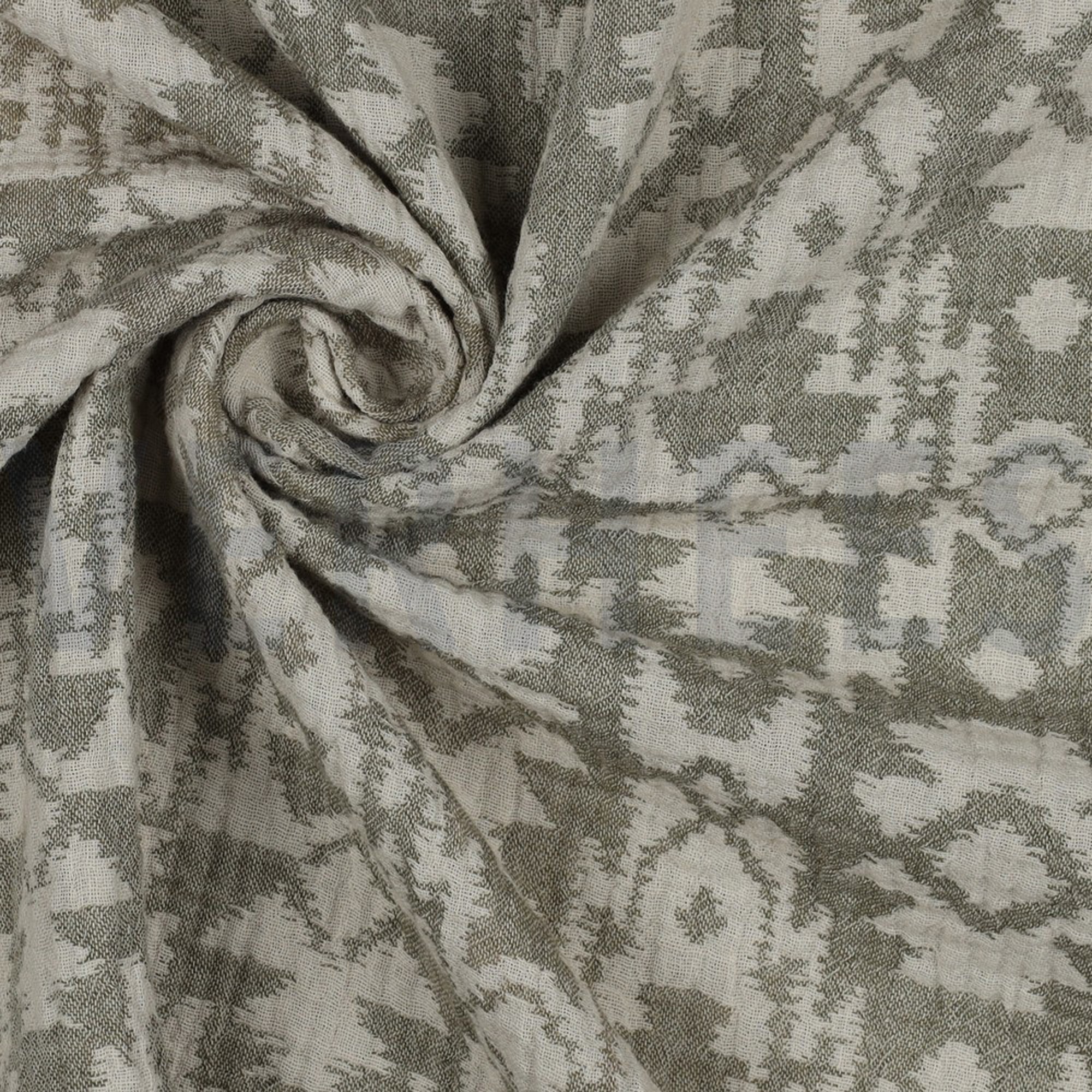 DOUBLE GAUZE JACQUARD AZTEC ARMY GREEN (high resolution) #3