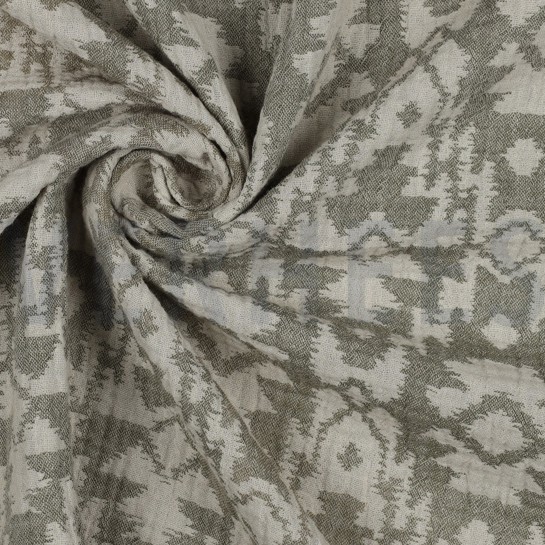 DOUBLE GAUZE JACQUARD AZTEC ARMY GREEN #7