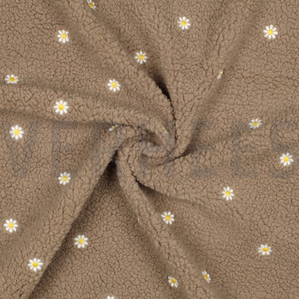 TEDDY EMBROIDERY FLOWERS TAUPE #3