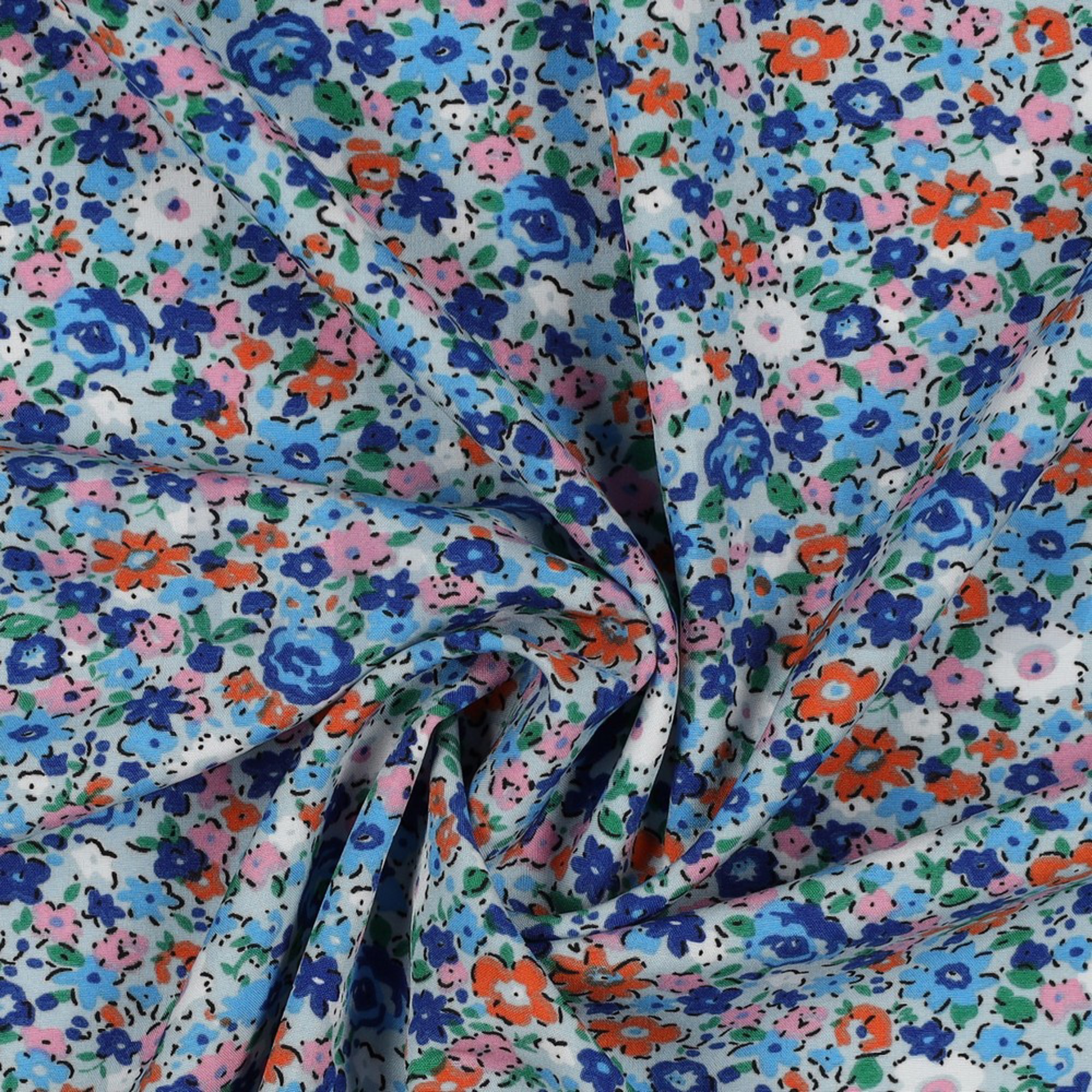 MAGNOLIA STRETCH FLOWERS ROYAL BLUE (high resolution) #3