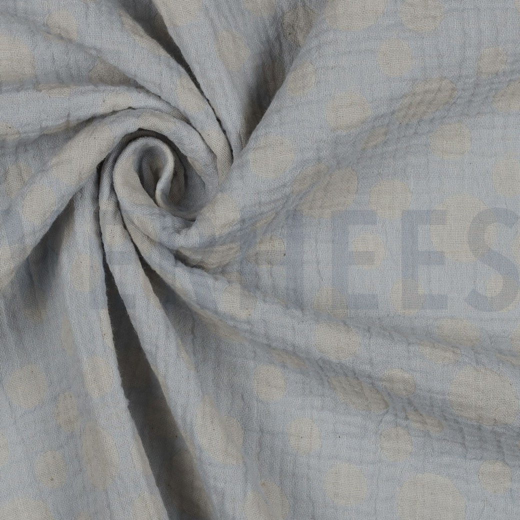 DOUBLE GAUZE JACQUARD DOTS LIGHT BLUE #3