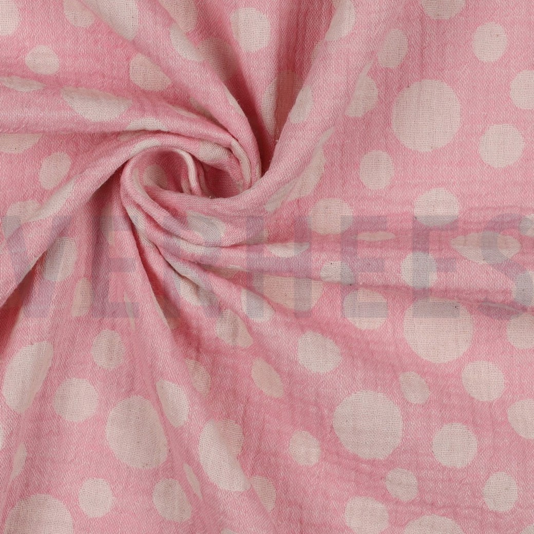 DOUBLE GAUZE JACQUARD DOTS PINK #3