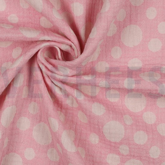 DOUBLE GAUZE JACQUARD DOTS PINK #7