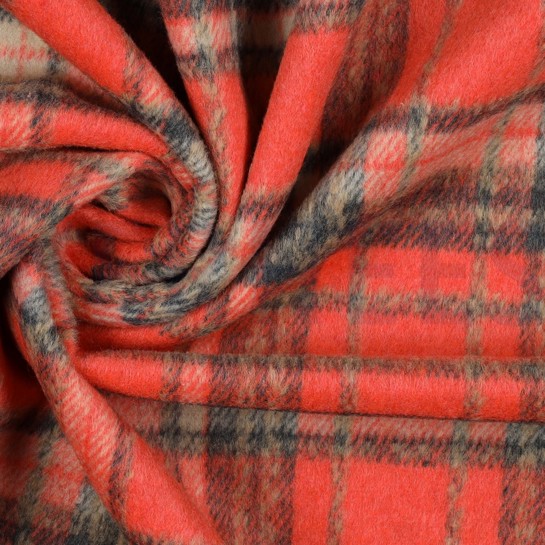 GEBÜRSTETER MANTELLSTOFF KAROS ORANGE #7